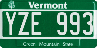 VT license plate YZE993