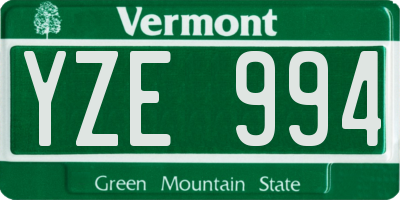 VT license plate YZE994