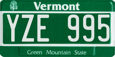 VT license plate YZE995