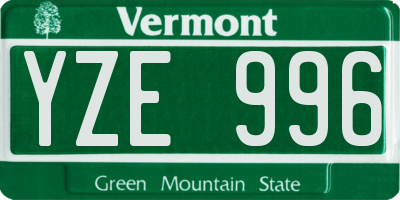 VT license plate YZE996