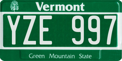 VT license plate YZE997
