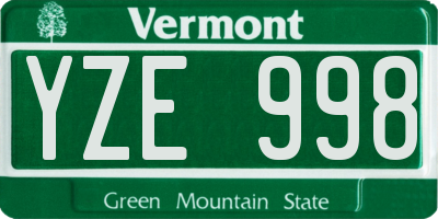 VT license plate YZE998