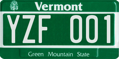 VT license plate YZF001