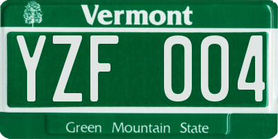 VT license plate YZF004