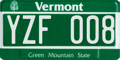 VT license plate YZF008