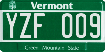 VT license plate YZF009