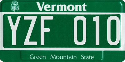 VT license plate YZF010