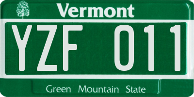 VT license plate YZF011