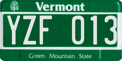 VT license plate YZF013