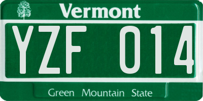 VT license plate YZF014