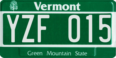VT license plate YZF015