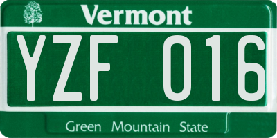 VT license plate YZF016