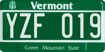 VT license plate YZF019