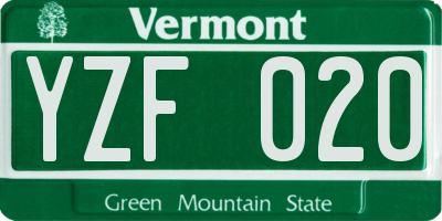 VT license plate YZF020
