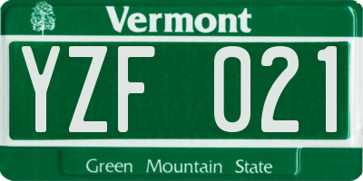 VT license plate YZF021
