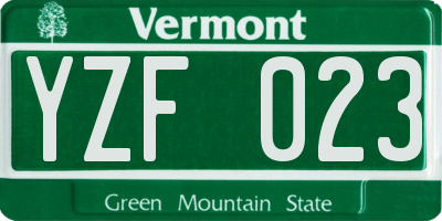 VT license plate YZF023