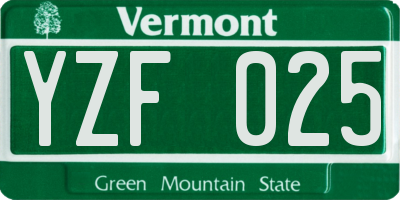 VT license plate YZF025
