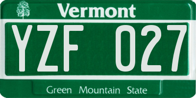 VT license plate YZF027