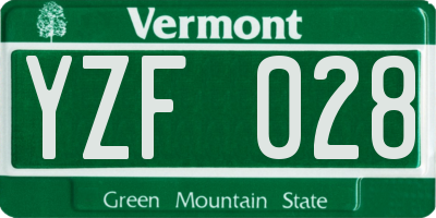 VT license plate YZF028