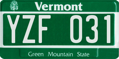 VT license plate YZF031
