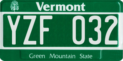 VT license plate YZF032