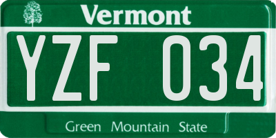 VT license plate YZF034