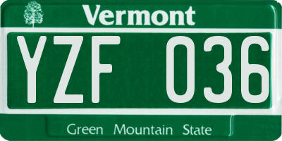 VT license plate YZF036