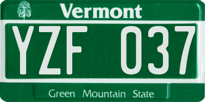 VT license plate YZF037