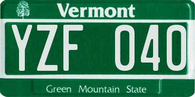 VT license plate YZF040