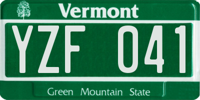 VT license plate YZF041