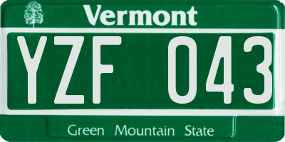 VT license plate YZF043