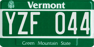 VT license plate YZF044