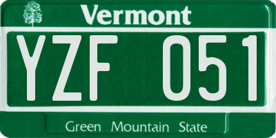 VT license plate YZF051