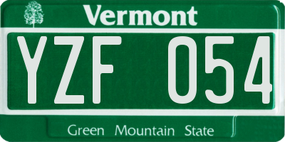 VT license plate YZF054