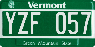 VT license plate YZF057