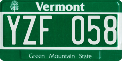 VT license plate YZF058