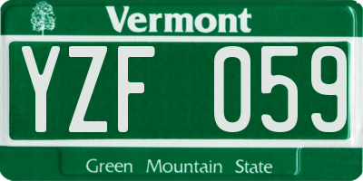 VT license plate YZF059