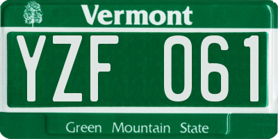 VT license plate YZF061