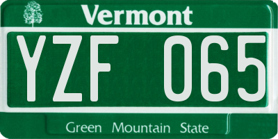 VT license plate YZF065