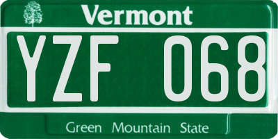 VT license plate YZF068