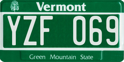 VT license plate YZF069