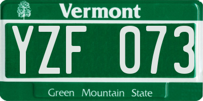 VT license plate YZF073