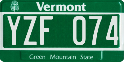 VT license plate YZF074