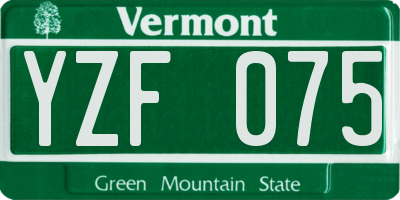 VT license plate YZF075