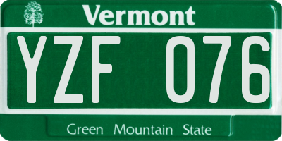 VT license plate YZF076