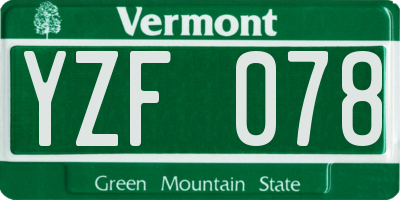 VT license plate YZF078