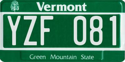 VT license plate YZF081