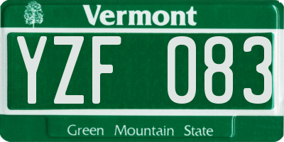 VT license plate YZF083