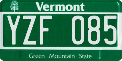 VT license plate YZF085