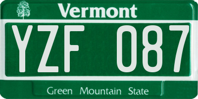VT license plate YZF087